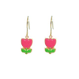 Pink Tulip Dangle Earrings
