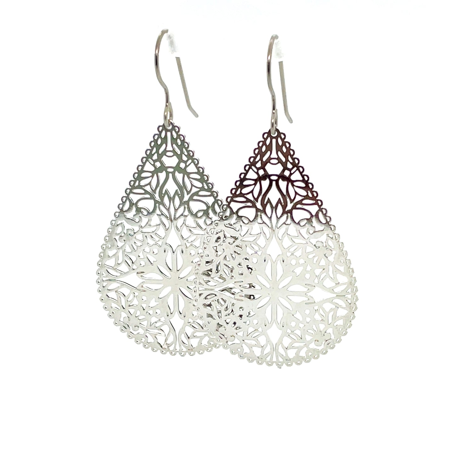 Lace Filigree Teardrop Shaped Dangle Earrings