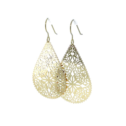 Boucles d'oreilles pendantes en forme d'éventail en filigrane de dentelle - 5 couleurs