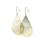 Lace Filigree Teardrop Shaped Dangle Earrings