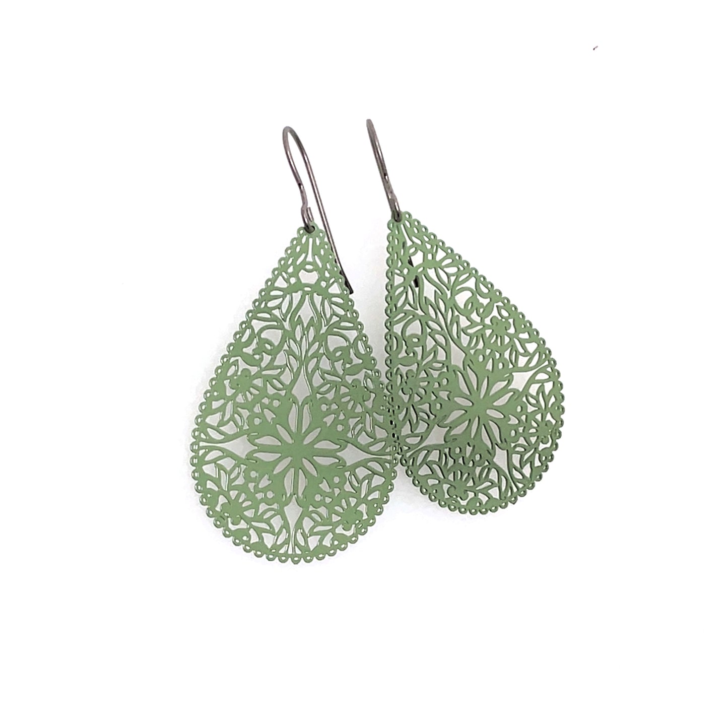 Lace Filigree Teardrop Shaped Dangle Earrings