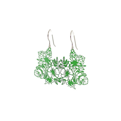Fine Line Floral Design Dangle Earrings