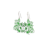 Fine Line Floral Design Dangle Earrings