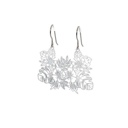 Fine Line Floral Design Dangle Earrings