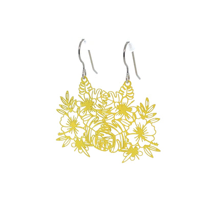 Fine Line Floral Design Dangle Earrings