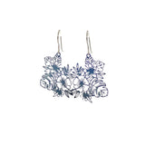 Fine Line Floral Design Dangle Earrings