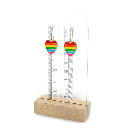 Rainbow Striped Heart Dangle Earrings