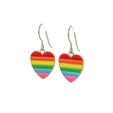Rainbow Striped Heart Dangle Earrings