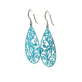 Dainty Floral Filigree Teardrop Dangle Earrings