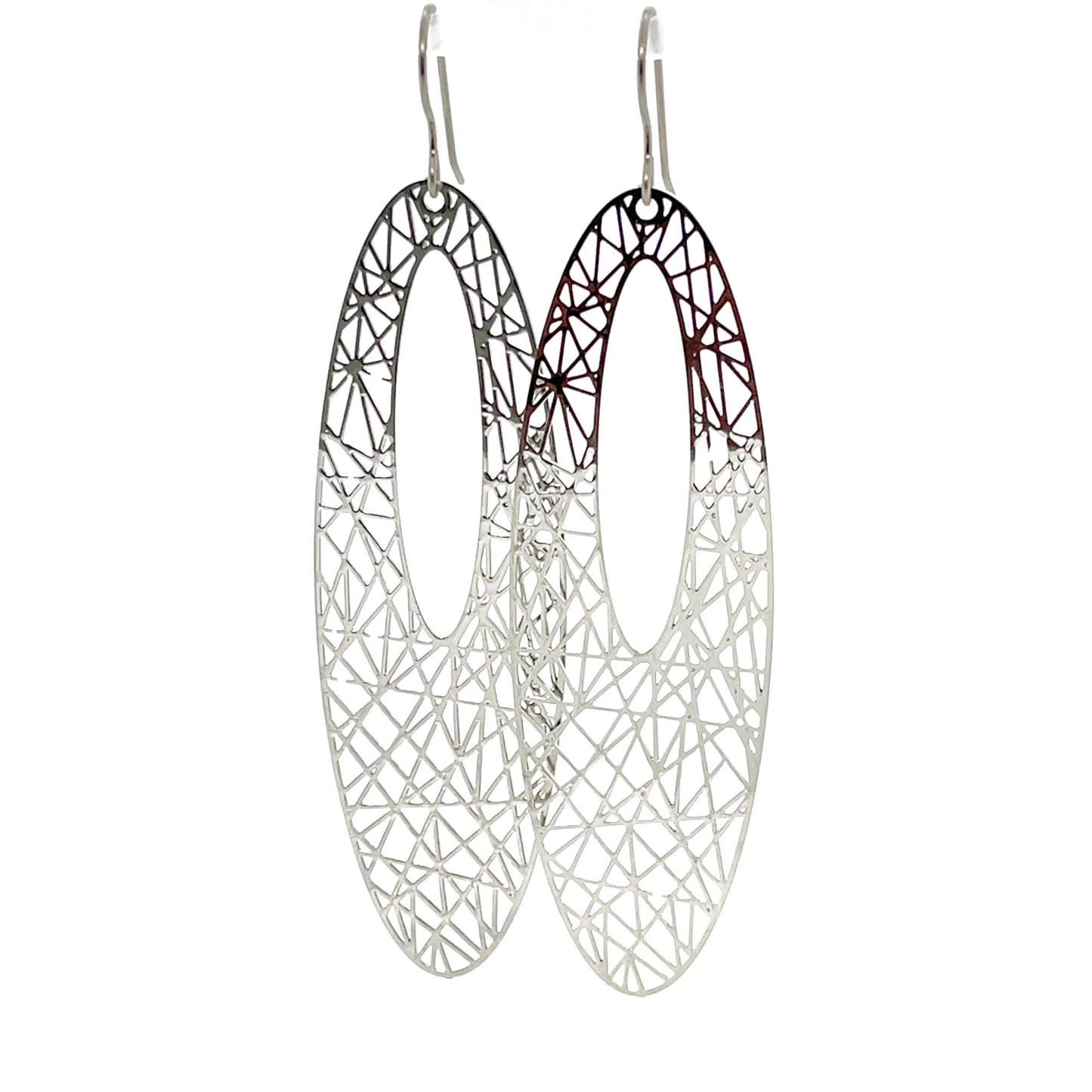 Long Oval Filigree Dangle Earrings