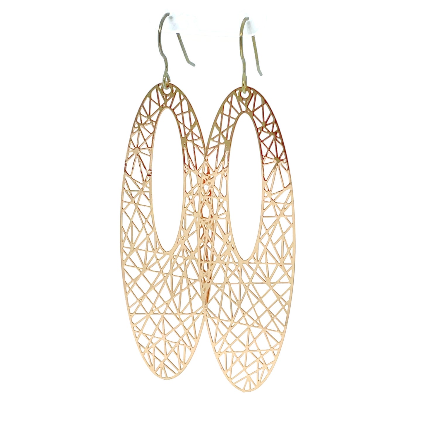 Long Oval Filigree Dangle Earrings