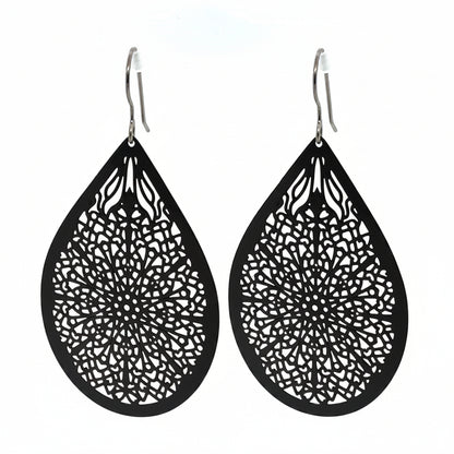Lace Filigree Teardrop Shaped Dangle Earrings