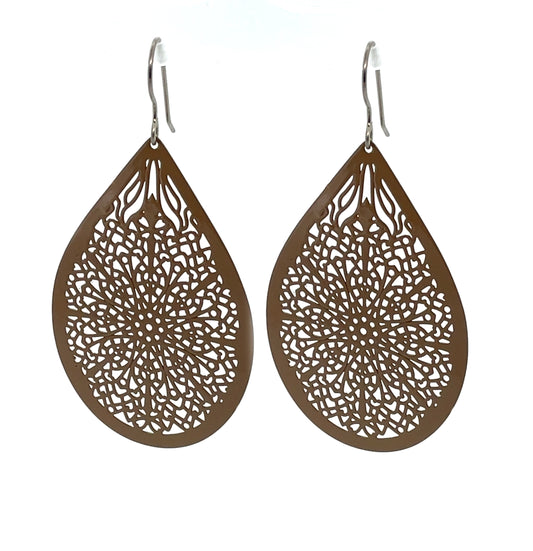 Lace Filigree Teardrop Shaped Dangle Earrings