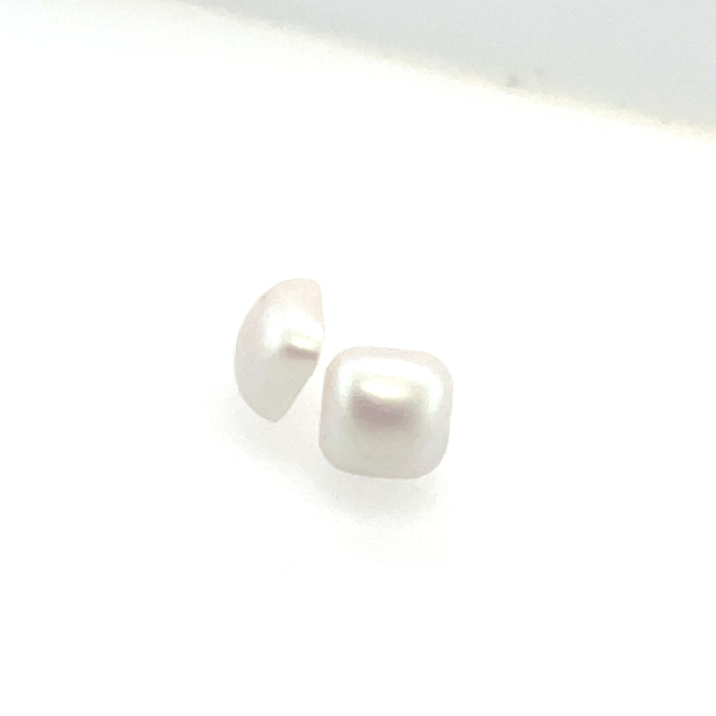 Cabochon Shell Stud Pearl Earrings, Rounded Square