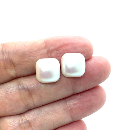 Boucles d'oreilles à tige en coquillage cabochon (demi-rond), 8 mm, 10 mm