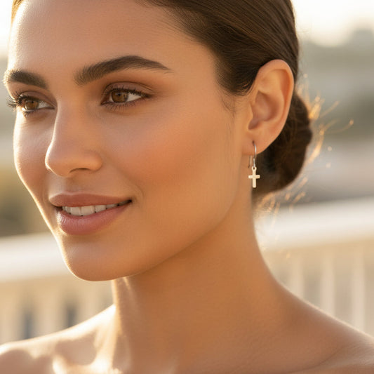 Dainty Cross Dangle Earrings