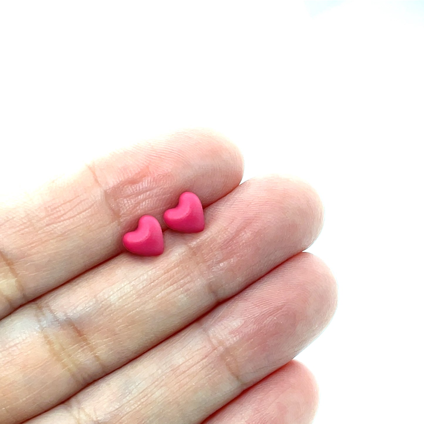 Tiny Heart Stud Earrings, Pink / Red