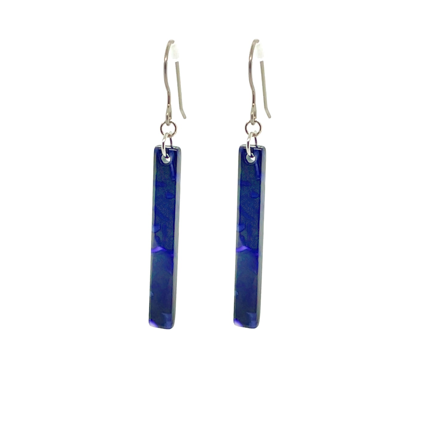Dainty Minimalist Bar Dangle Earrings - Dark Blue