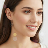 Fine Line Succulent Flower Design Dangle Earrings