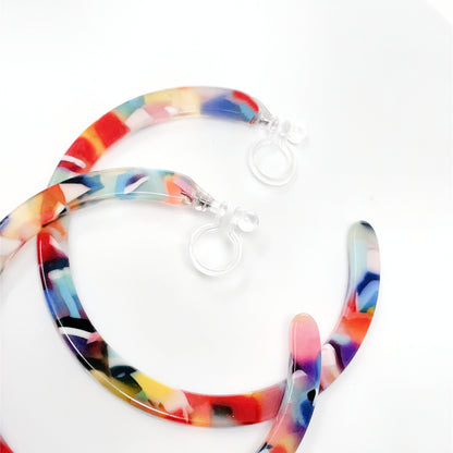Acrylic Hoop Earrings Invisible Clip On for Non-Pierced Ears