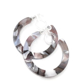 Boucles d'oreilles créoles en acrylique à clipser invisibles pour oreilles non percées, 35 mm