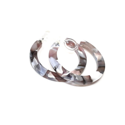 Boucles d'oreilles créoles en acrylique à clipser invisibles pour oreilles non percées, 35 mm