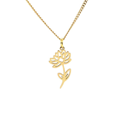 Birth Month Flower Necklace 18K Gold PVD Plated Stainless Steel