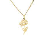 Birth Month Flower Necklace 18K Gold PVD Plated Stainless Steel