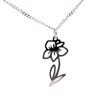 Birth Month Flower Necklace 18K Gold PVD Plated Stainless Steel