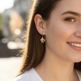 Dainty Leaf Dangle Earrings, 12mm