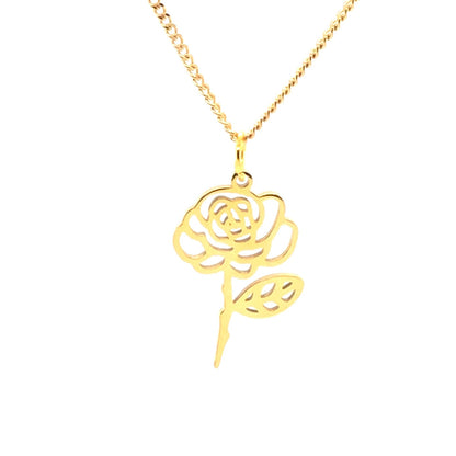 Birth Month Flower Necklace 18K Gold PVD Plated Stainless Steel