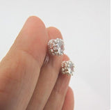 Cubic Zirconia Stud Look Invisible Clip On Earrings, 7mm Prong Set