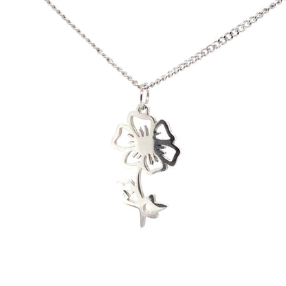 Birth Month Flower Necklace 18K Gold PVD Plated Stainless Steel