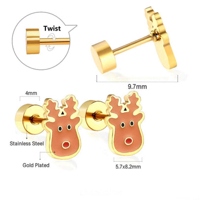 reindeer earrings screw back