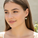 Close-up of an ear with a dragonfly-shaped earring.