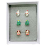 10mm Snowman, Christmas Tree, Reindeer - Stud Earrings Set