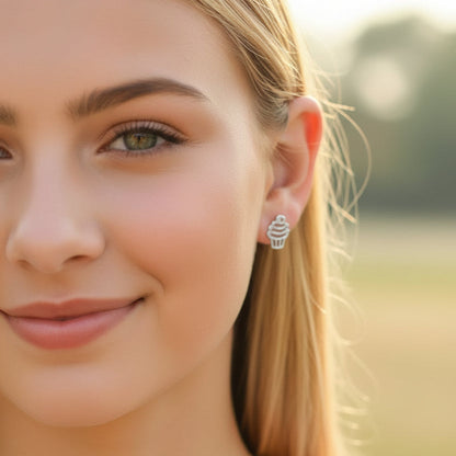 Cupcake Earrings, Silver Color