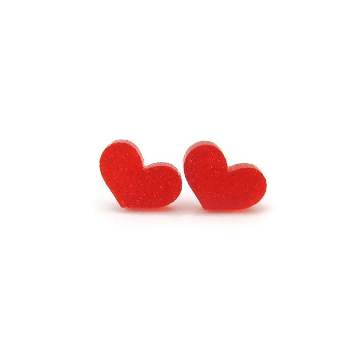 Glitter Acrylic Heart Stud Earrings