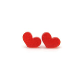 Glitter Acrylic Heart Stud Earrings, 11mm