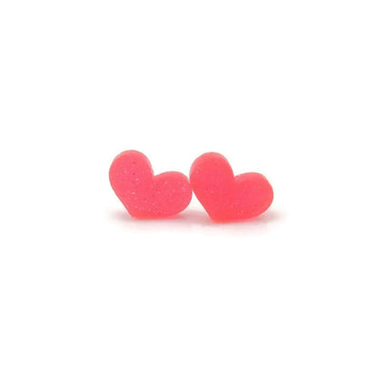 Glitter Acrylic Heart Stud Earrings