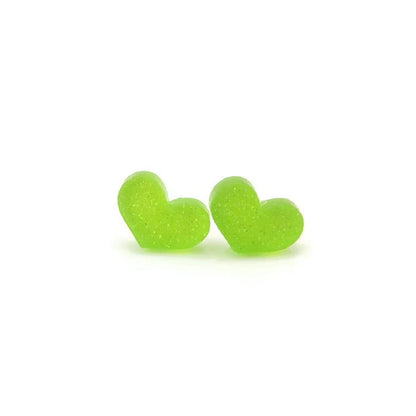 Glitter Acrylic Heart Stud Earrings