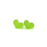 Glitter Acrylic Heart Stud Earrings, 11mm