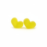 Glitter Acrylic Heart Stud Earrings, 11mm