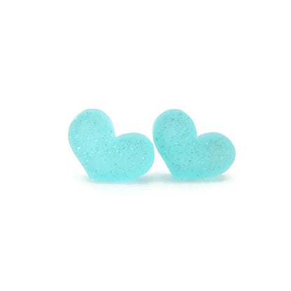 Glitter Acrylic Heart Stud Earrings