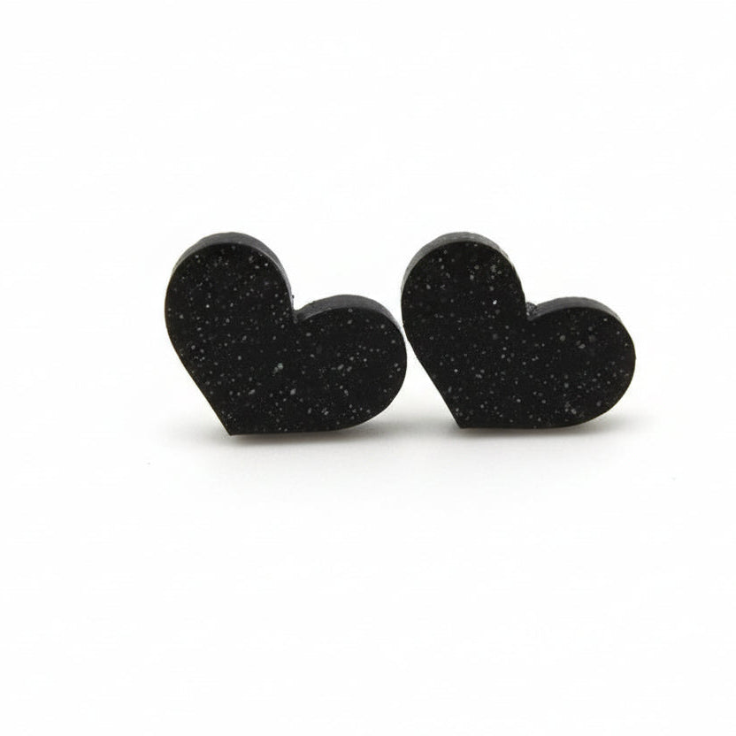 Glitter Acrylic Heart Stud Earrings