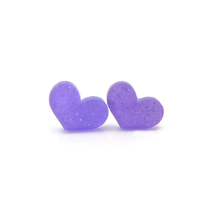 Glitter Acrylic Heart Stud Earrings