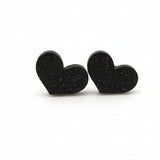 Glitter Acrylic Heart Stud Earrings, 11mm