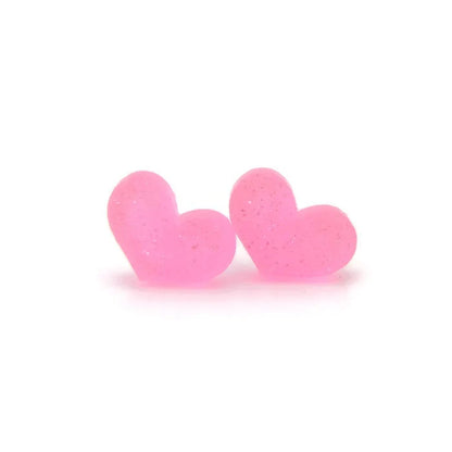 Glitter Acrylic Heart Stud Earrings