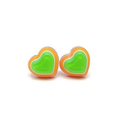 3D Striped Heart Stud Earrings