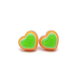 3D Striped Heart Stud Earrings, 12mm